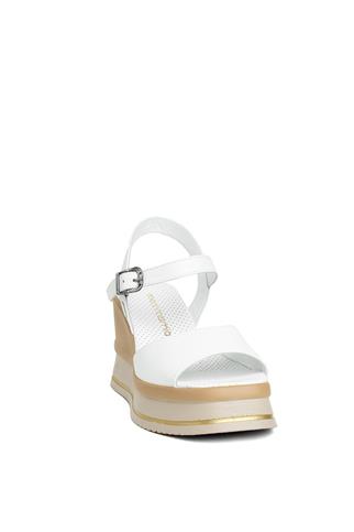 Mammamia D24YS-1495 Kadın Dolgu Topuk Sandalet Beyaz