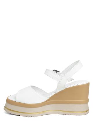 Mammamia D24YS-1495 Kadın Dolgu Topuk Sandalet Beyaz