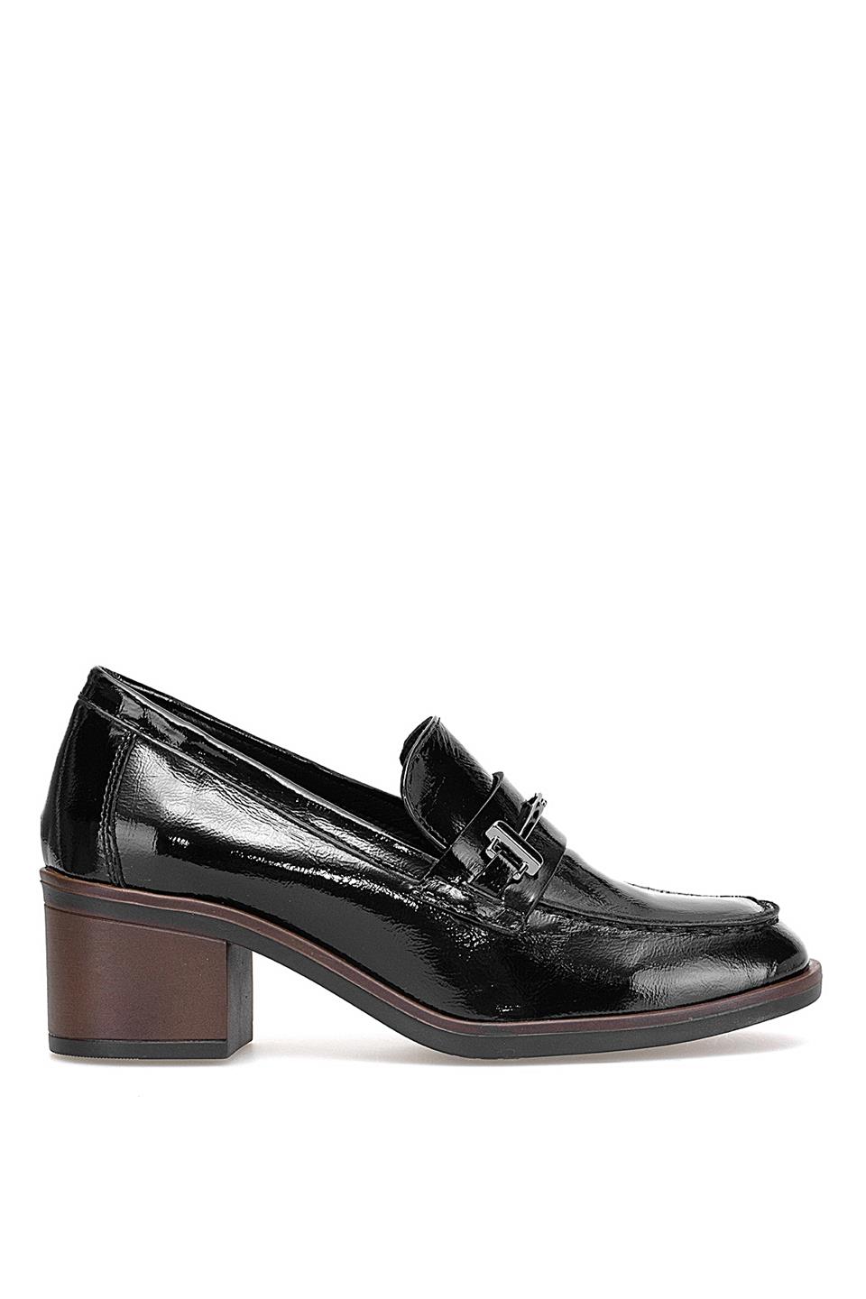 Mammamia D25KA-150 Kadın Hakiki Rugan Deri Klasik Topuklu Ayakkabı Siyah