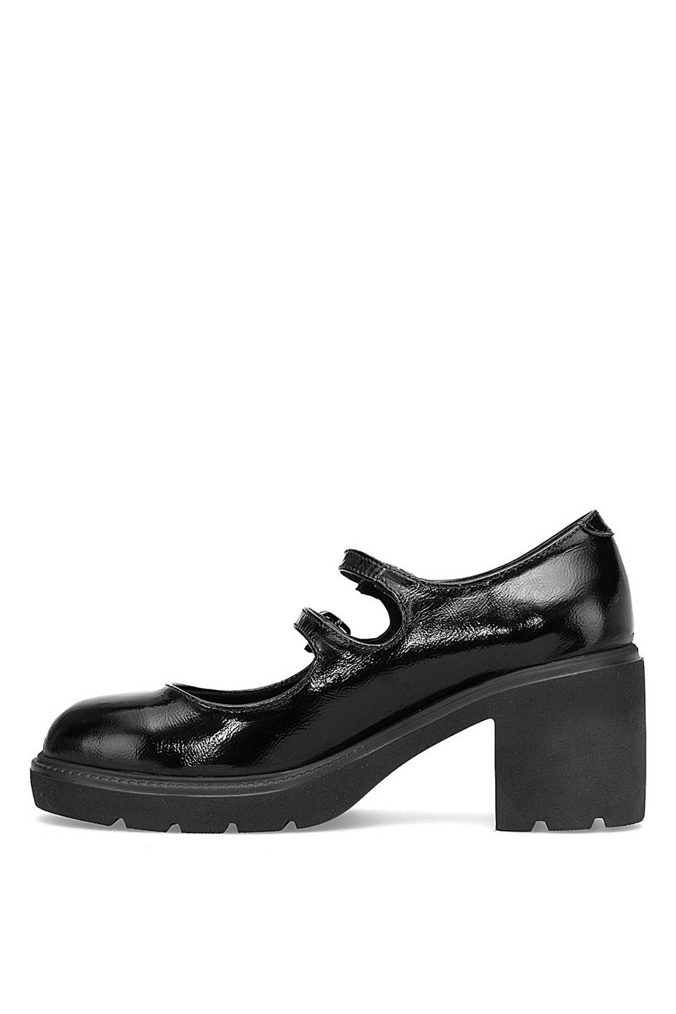 Mammamia D25KA-160 Kadın Hakiki Rugan Deri Klasik Topuklu Ayakkabı Siyah