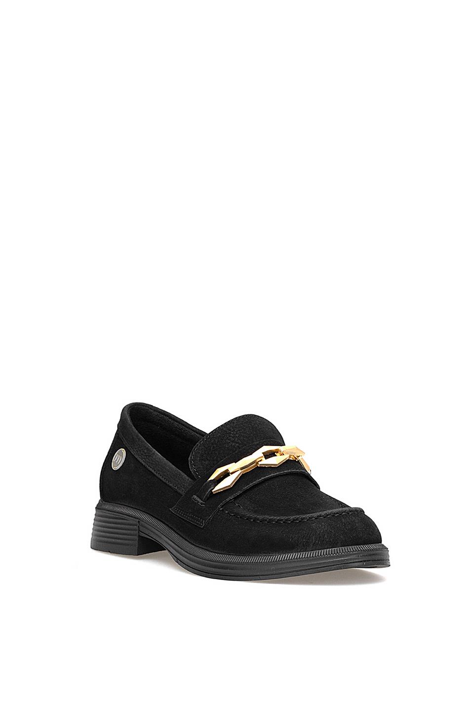 Mammamia D25KA-725 Kadın Hakiki Nubuk Deri Casual Ayakkabı Siyah