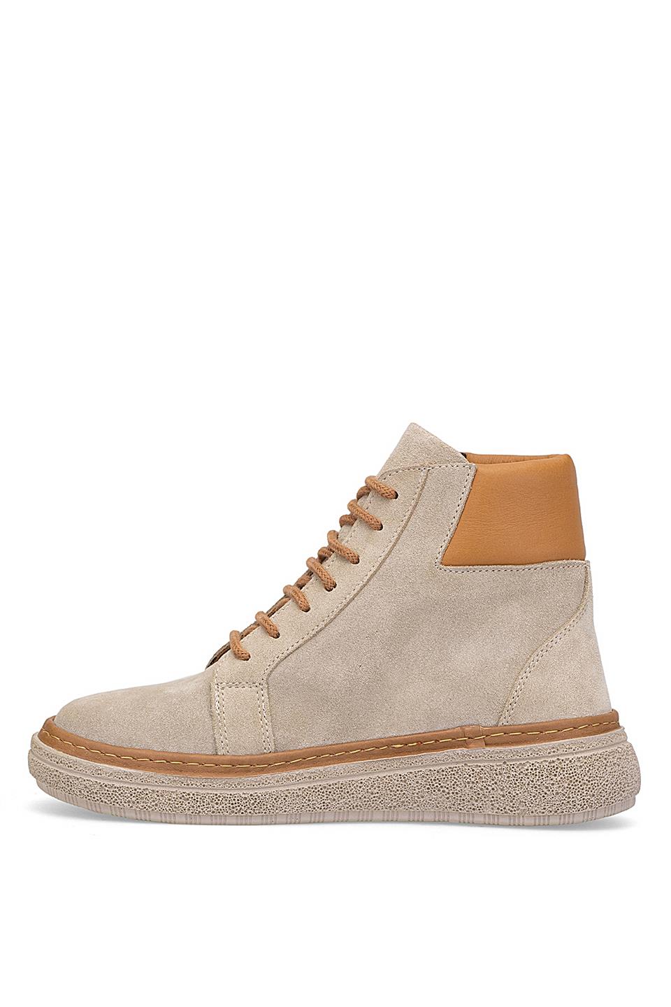 Mammamia D25KB-1020 Kadın Hakiki Süet Deri Düz Bot Bej