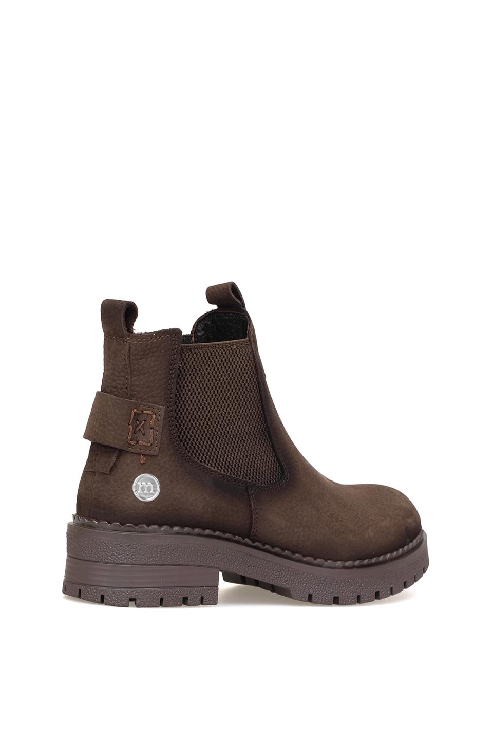 Mammamia D25KB-1625 Kadın Hakiki Nubuk Deri Chelsea Bot Kahverengi