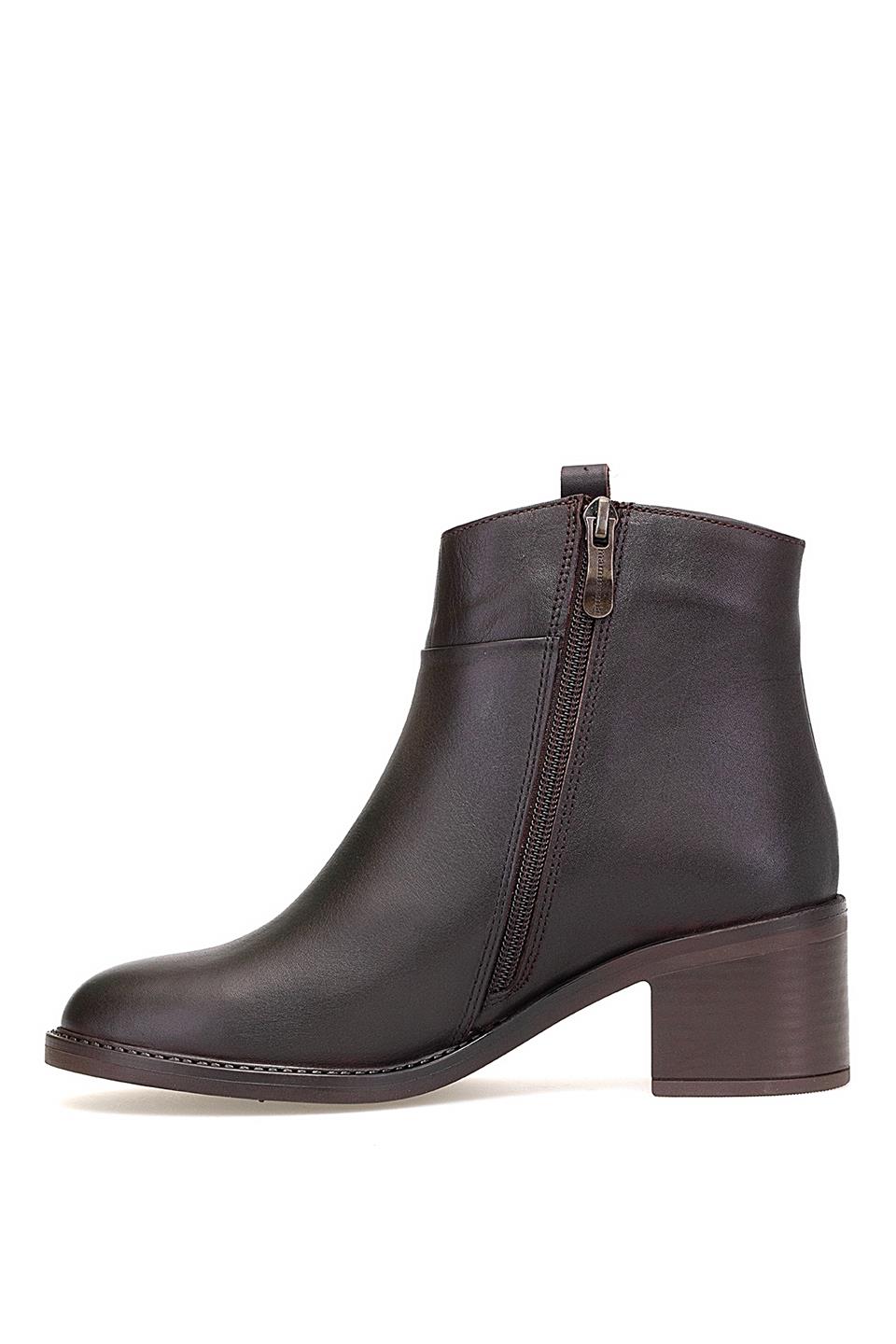 Mammamia D25KB-8025 Kadın Hakiki Deri Topuklu Bot Kahverengi