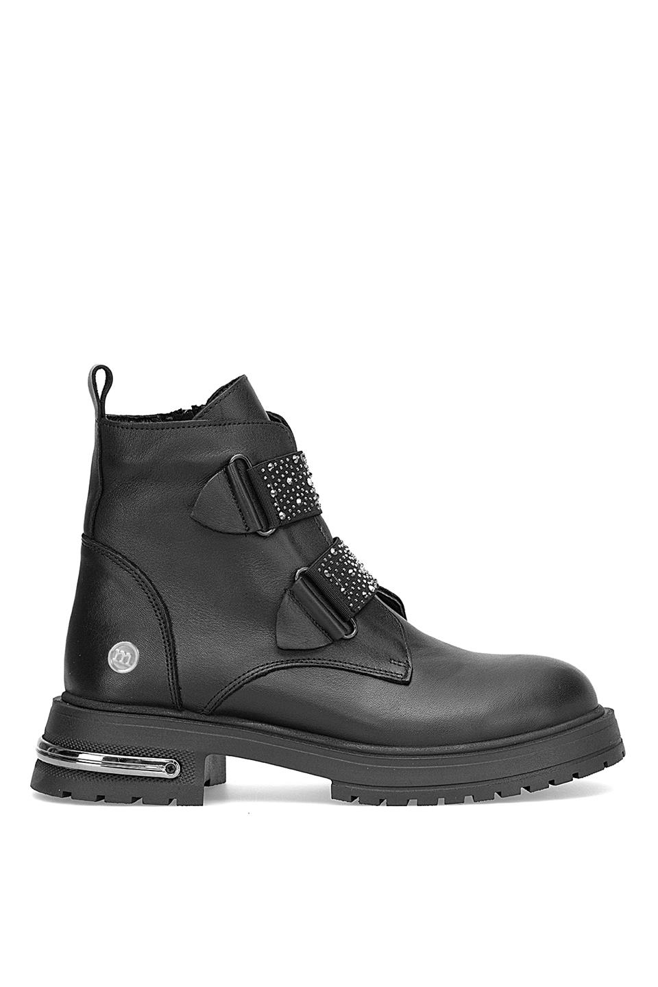 Mammamia D25KB-8175 Kadın Hakiki Deri Topuklu Bot Siyah