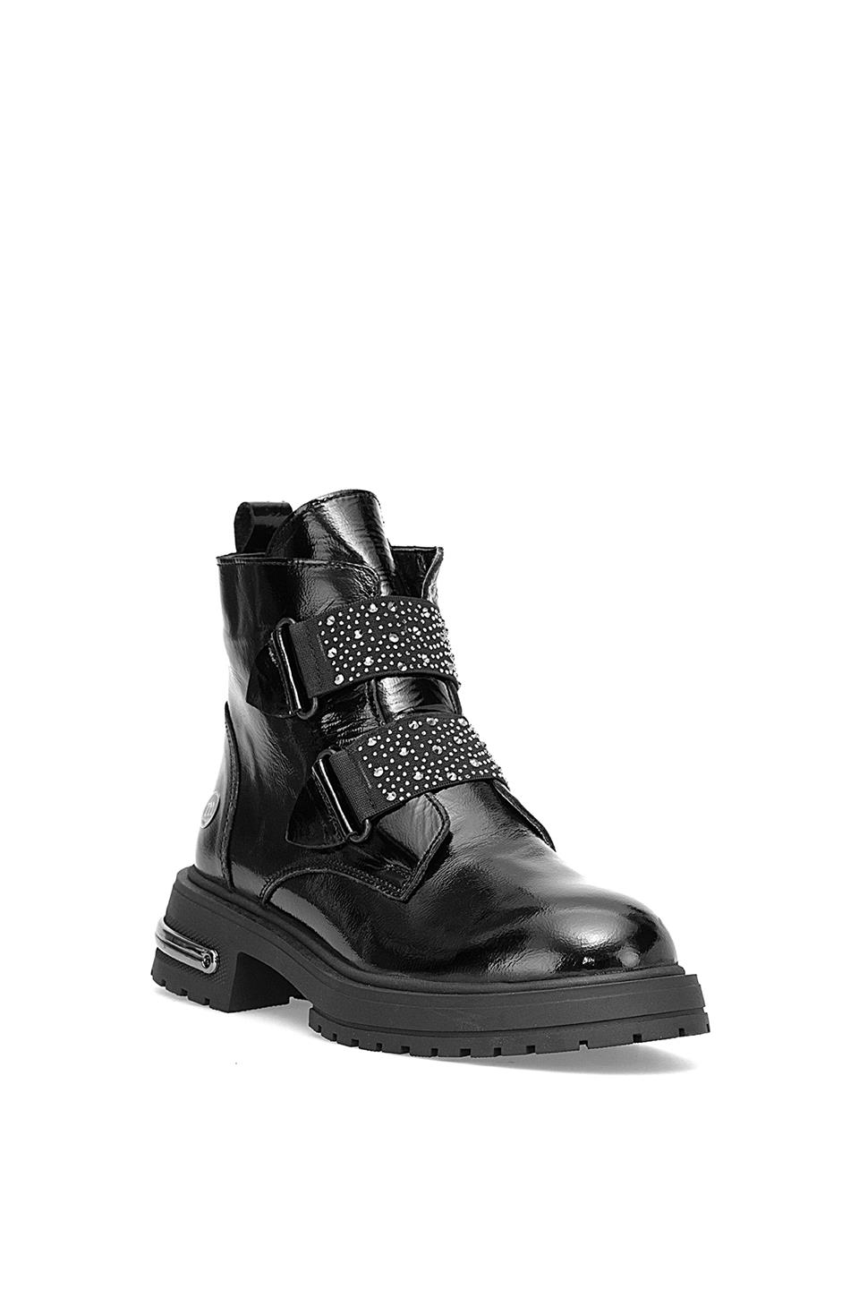 Mammamia D25KB-8175 Kadın Hakiki Rugan Deri Topuklu Bot Siyah