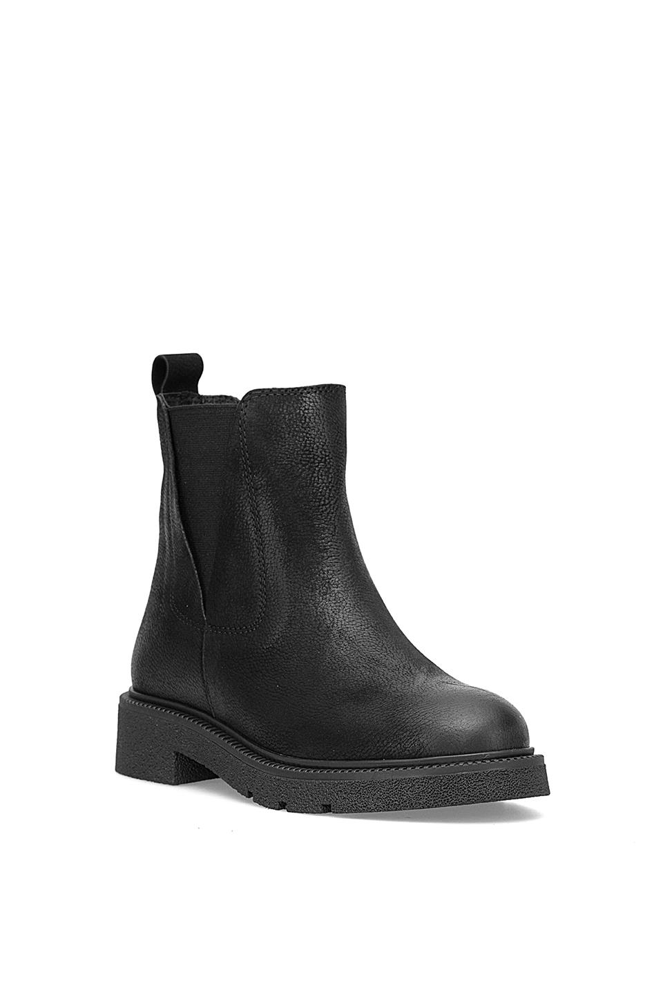 Mammamia D25KB-8335 Kadın Hakiki Nubuk Deri Chelsea Bot Siyah