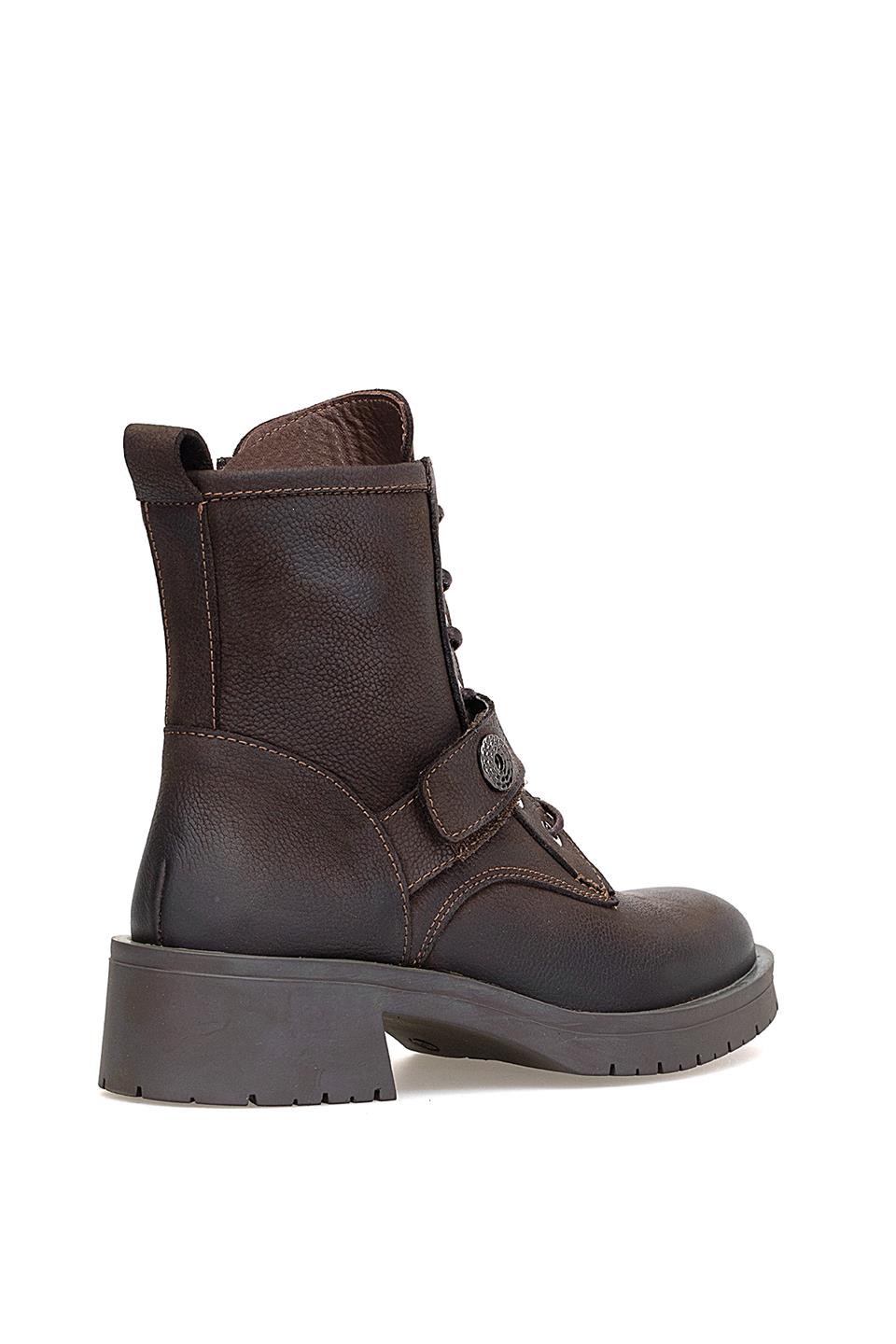 Mammamia D25KB-8410 Kadın Hakiki Nubuk Deri Topuklu Bot Kahverengi