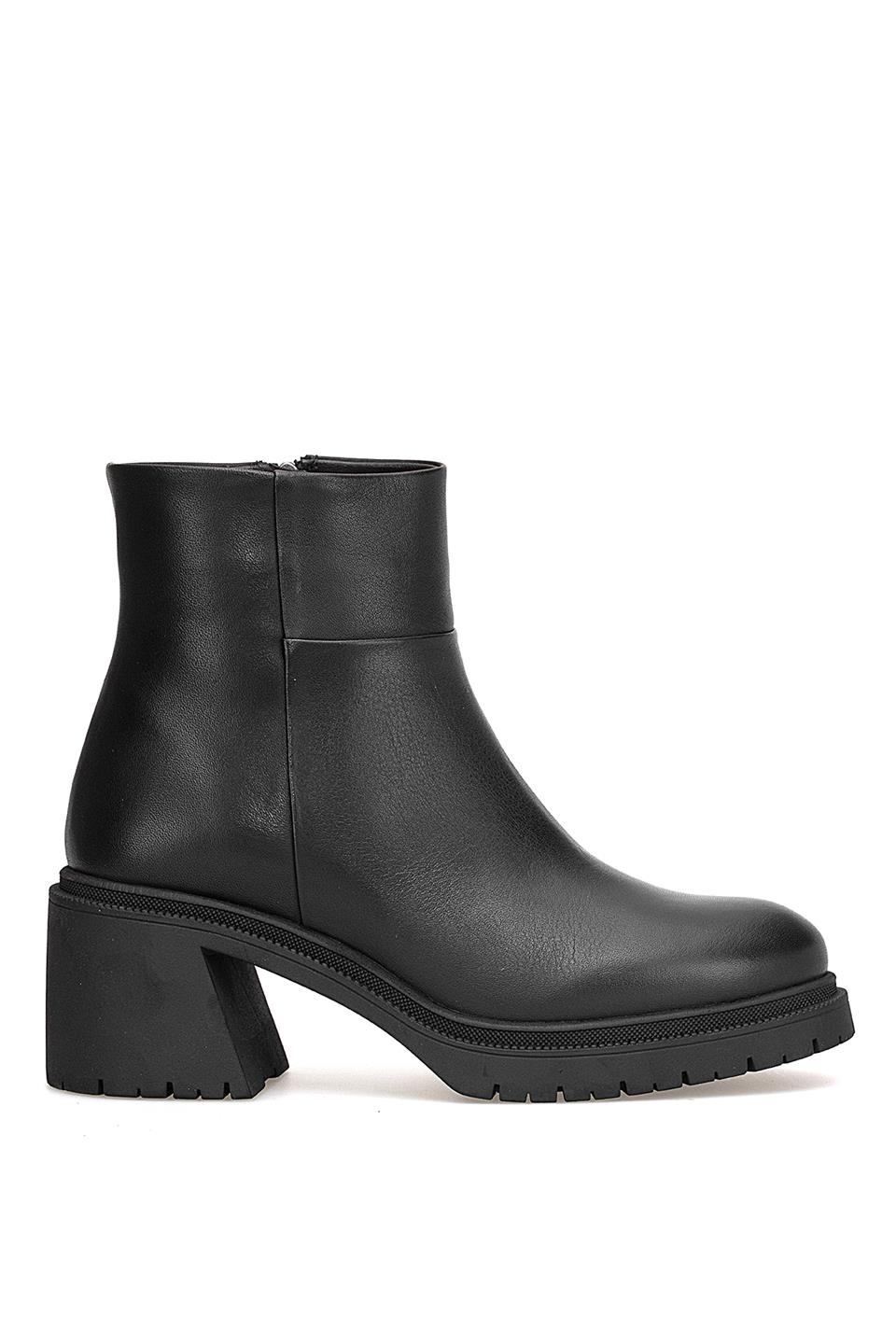 Mammamia D25KB-8470 Kadın Hakiki Deri Topuklu Bot Siyah