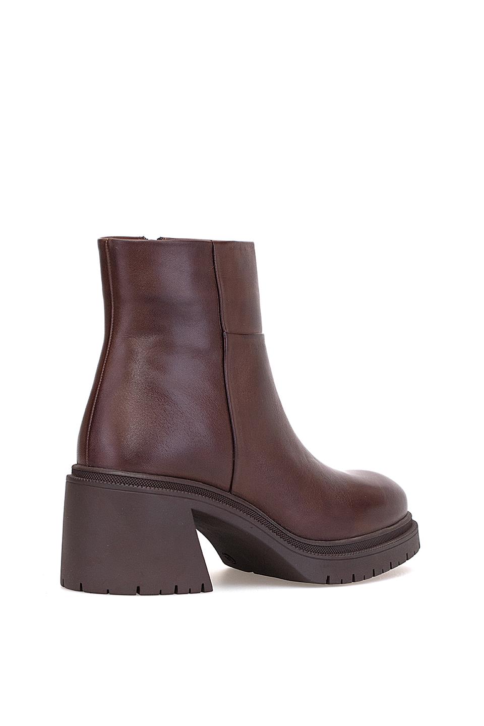 Mammamia D25KB-8470 Kadın Hakiki Deri Topuklu Bot Kahverengi