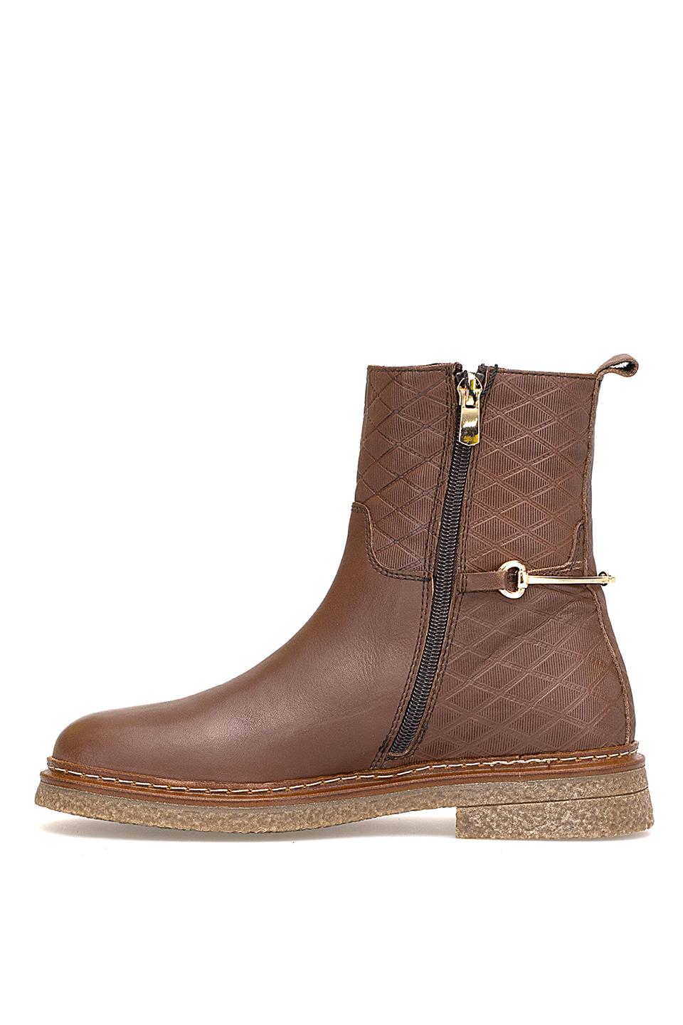 Mammamia D25KB-8585 Kadın Hakiki Deri Klasik Bot Kahverengi