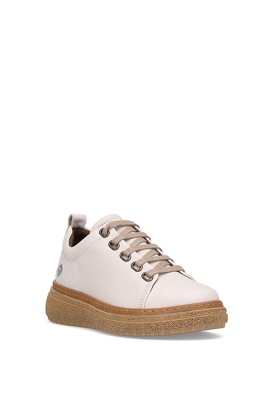 Mammamia D25YA-120 Kadın Hakiki Deri Casual Ayakkabı Kemik