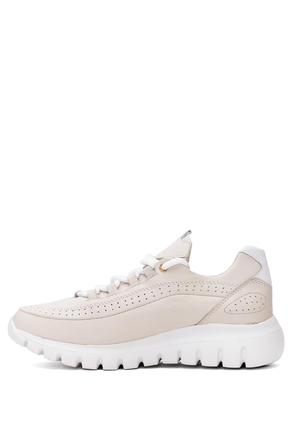 Mammamia D25YA-3485 Kadın Hakiki Deri Casual Ayakkabı Krem