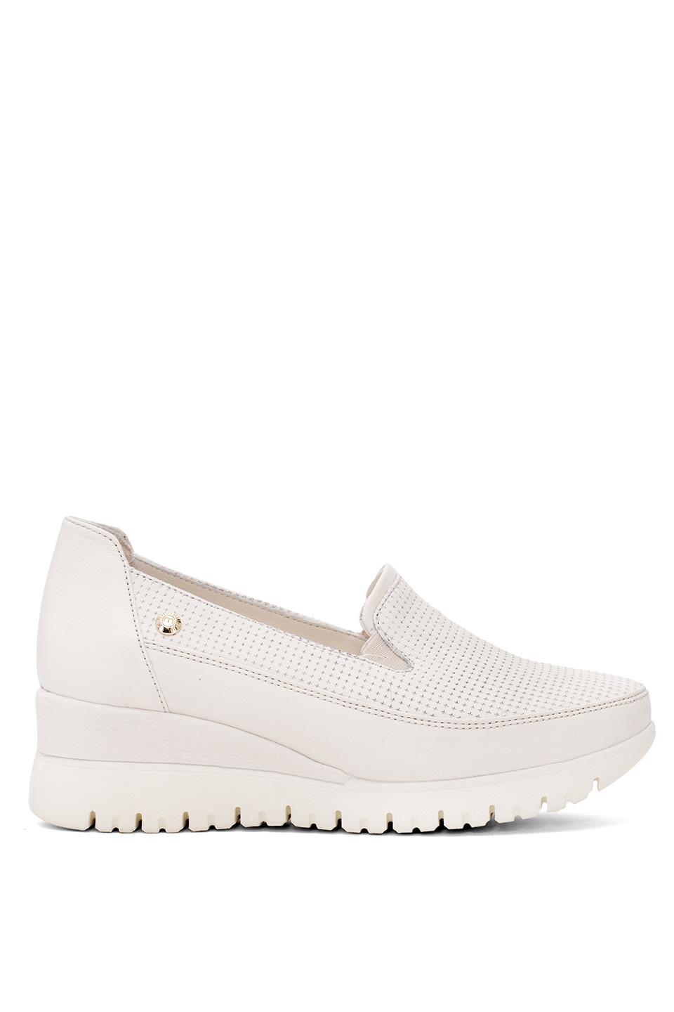 Mammamia D25YA-3545 Kadın Hakiki Deri Casual Ayakkabı Krem