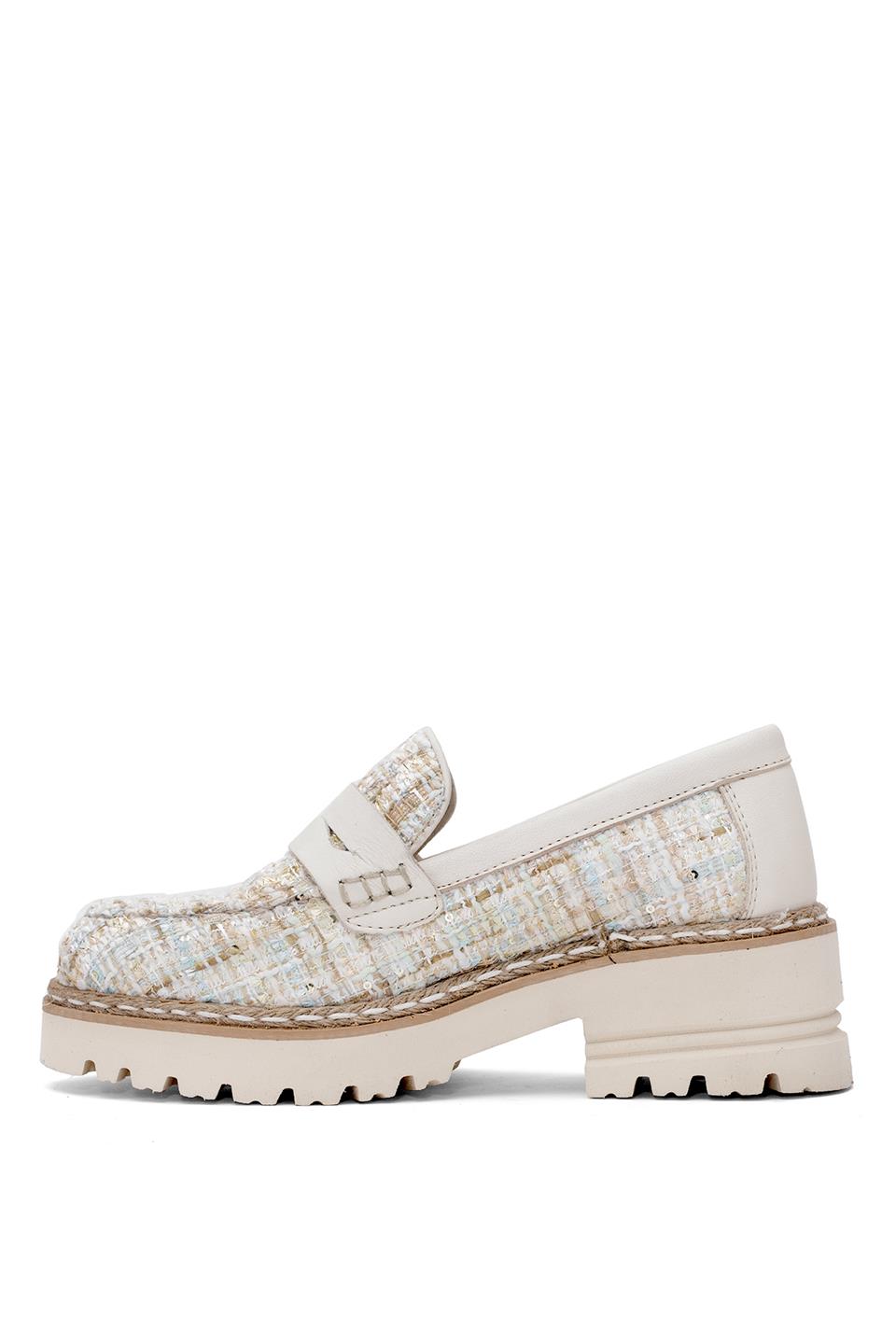 Mammamia D25YA-3655 Kadın Hakiki Deri Casual Ayakkabı Krem