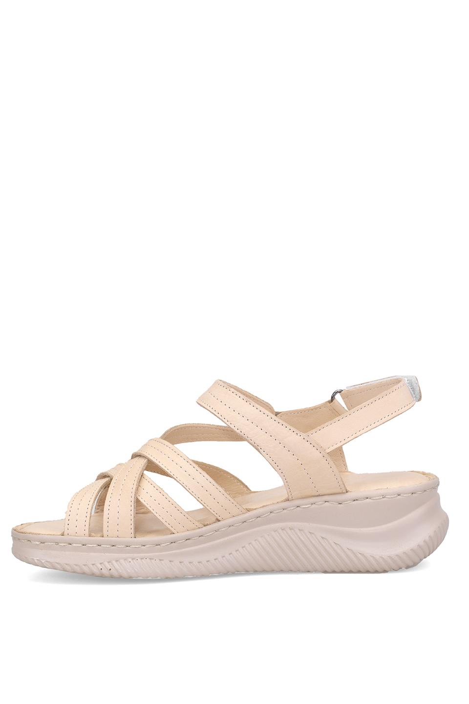 Mammamia D25YS-2265 Kadın Hakiki Deri Dolgu Topuk Sandalet Bej