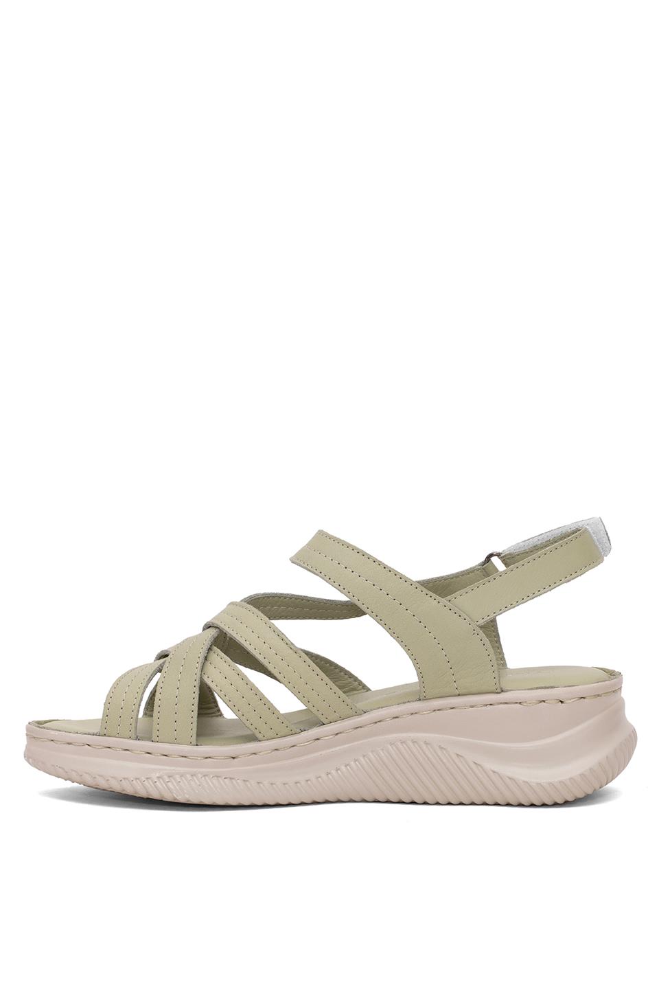 Mammamia D25YS-2265 Kadın Hakiki Deri Dolgu Topuk Sandalet Yeşil