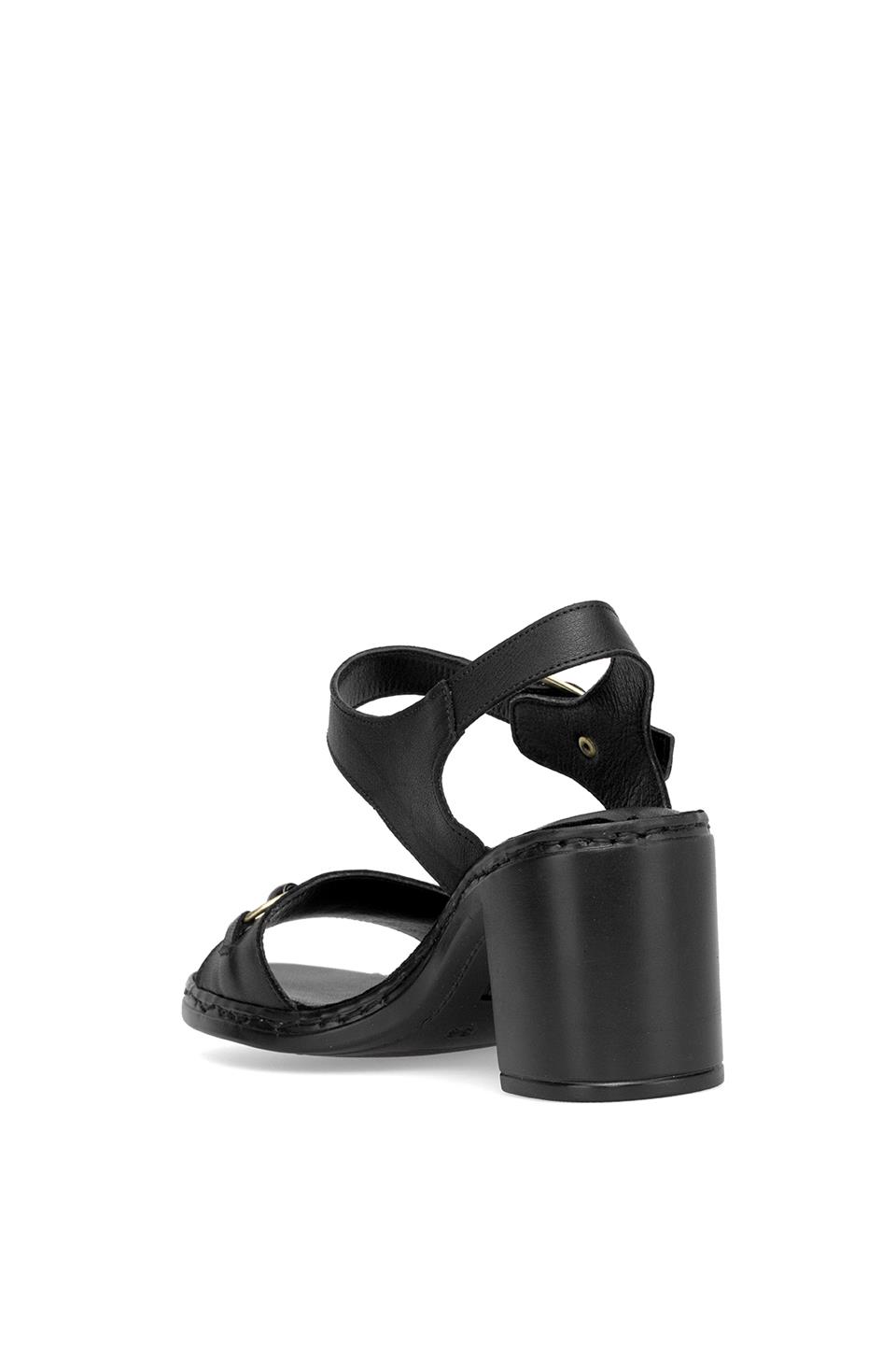 Mammamia D25YS-2420 Kadın Hakiki Deri Topuklu Sandalet Siyah