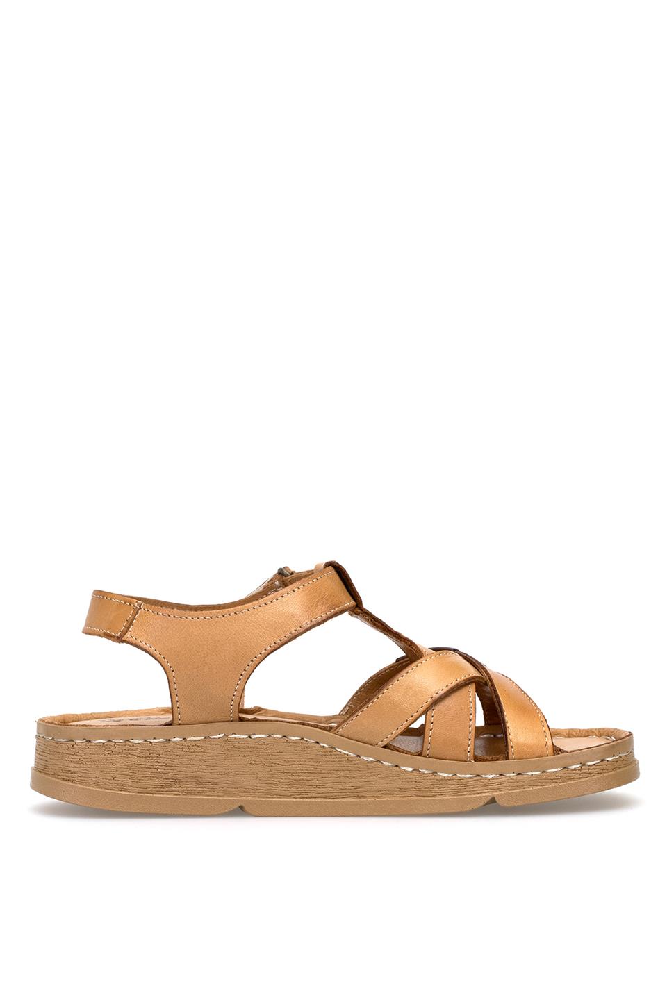 Mammamia D25YS-2440 Kadın Hakiki Deri Düz Sandalet Taba