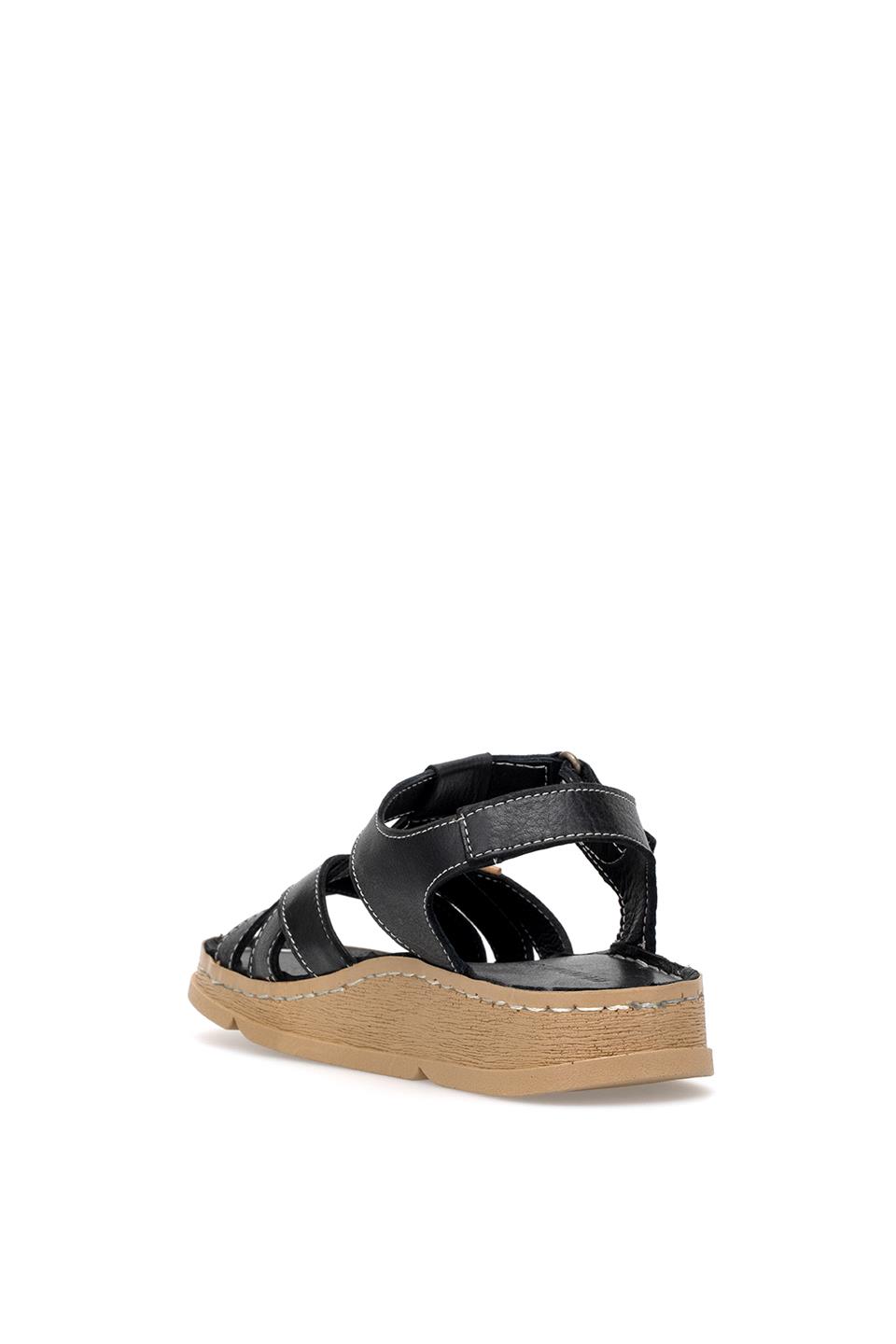 Mammamia D25YS-2440 Kadın Hakiki Deri Düz Sandalet Siyah