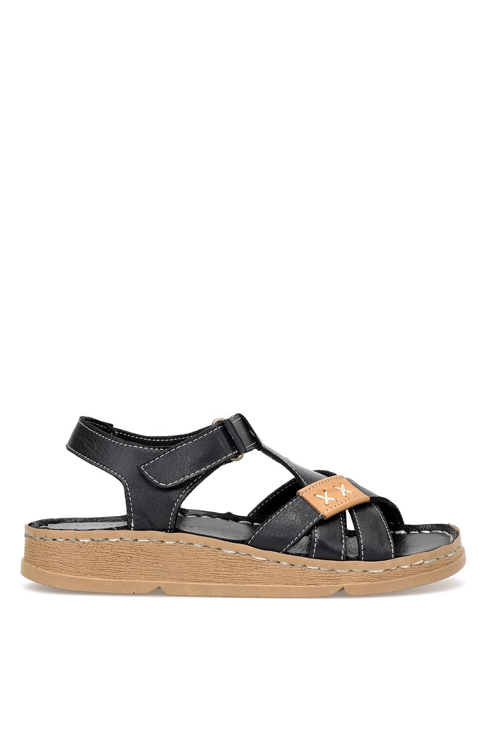 Mammamia D25YS-2440 Kadın Hakiki Deri Düz Sandalet Siyah