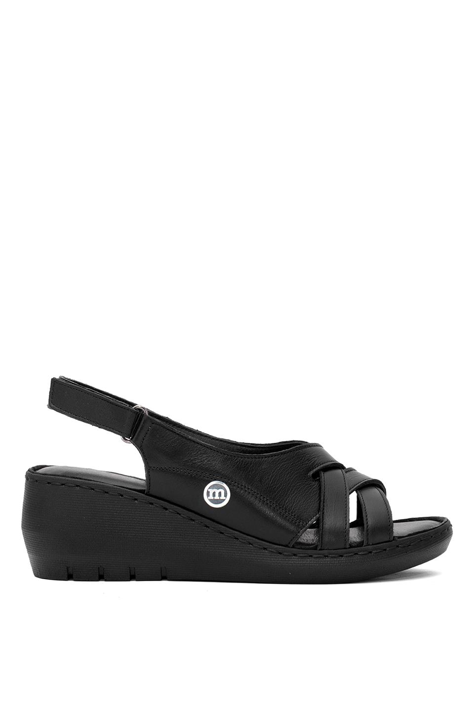 Mammamia D25YS-2510 Kadın Hakiki Deri Dolgu Topuk Sandalet Siyah