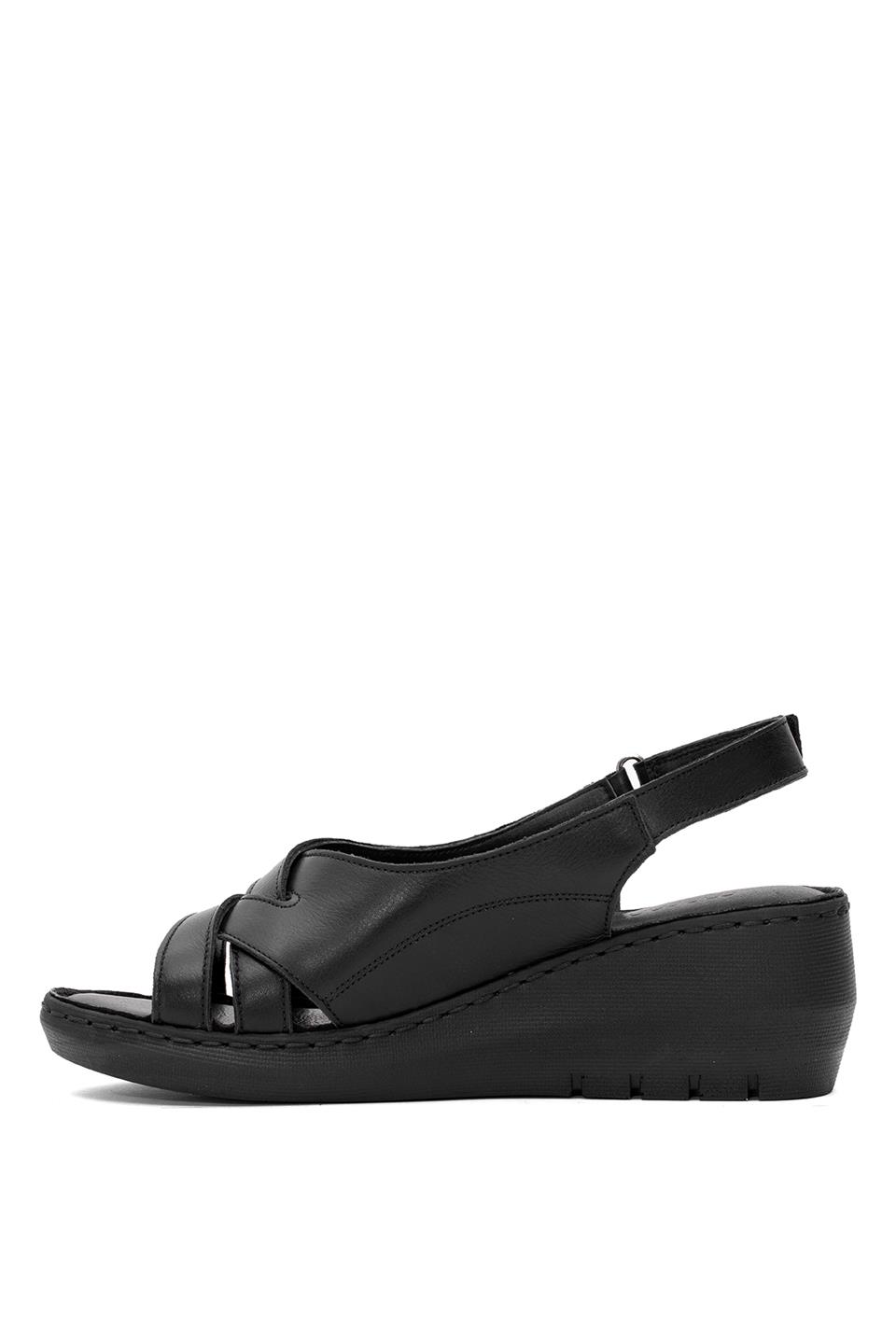 Mammamia D25YS-2510 Kadın Hakiki Deri Dolgu Topuk Sandalet Siyah