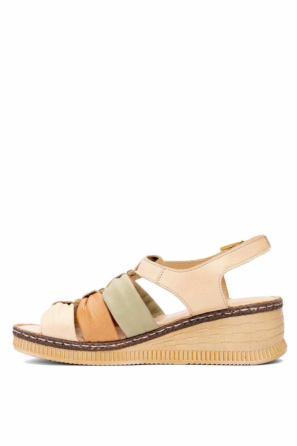 Mammamia D25YS-2545 Kadın Hakiki Deri Dolgu Topuk Sandalet Bej