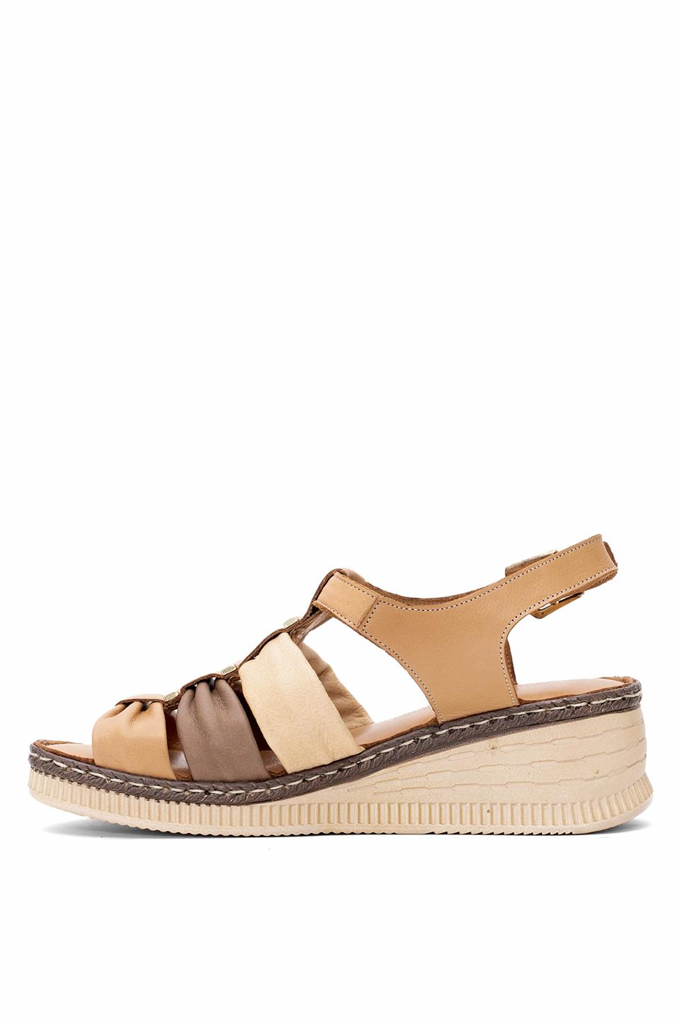 Mammamia D25YS-2545 Kadın Hakiki Deri Dolgu Topuk Sandalet Taba