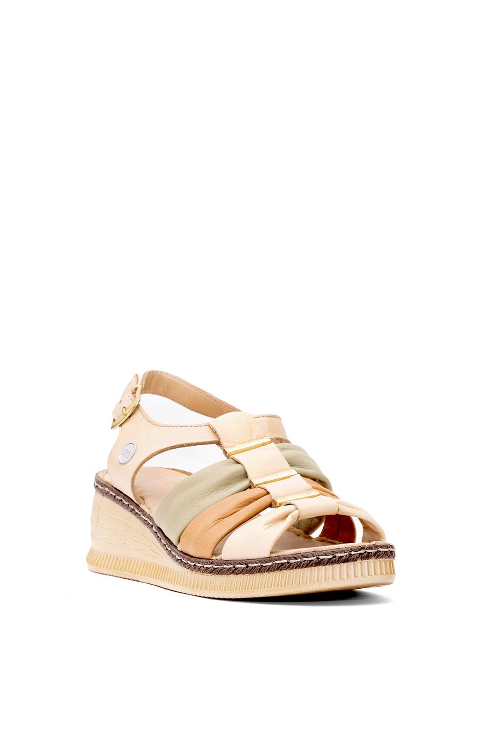 Mammamia D25YS-2545 Kadın Hakiki Deri Dolgu Topuk Sandalet Bej