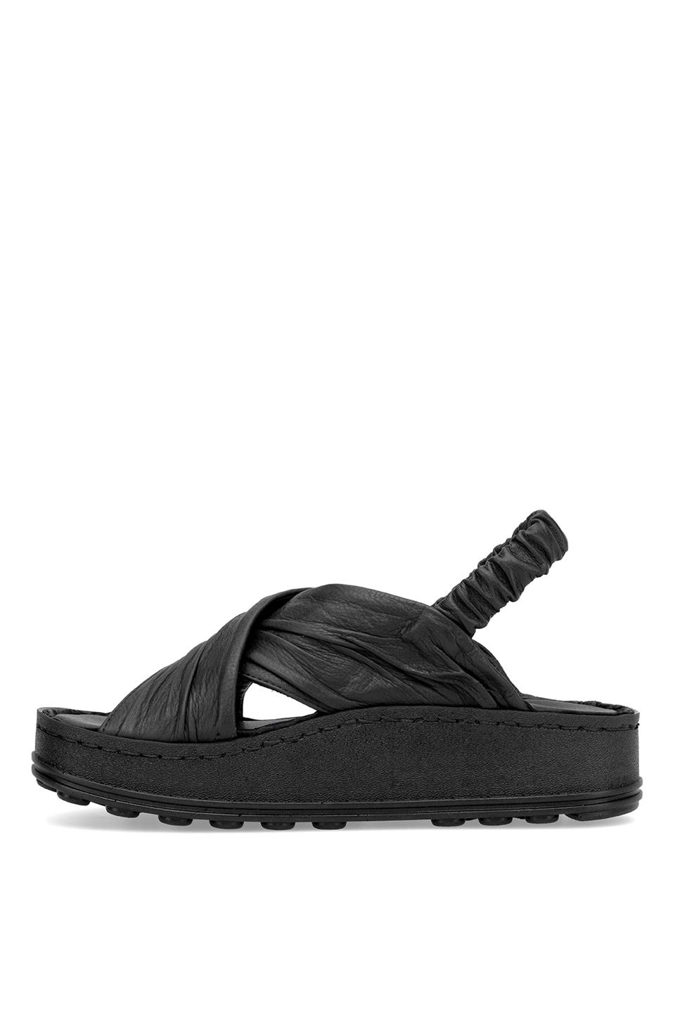 Mammamia D25YS-2585 Kadın Hakiki Deri Düz Sandalet Siyah