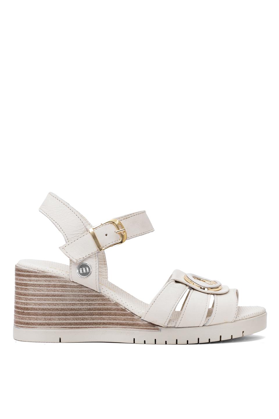 Mammamia D25YS-2775 Kadın Hakiki Deri Dolgu Topuk Sandalet Kemik