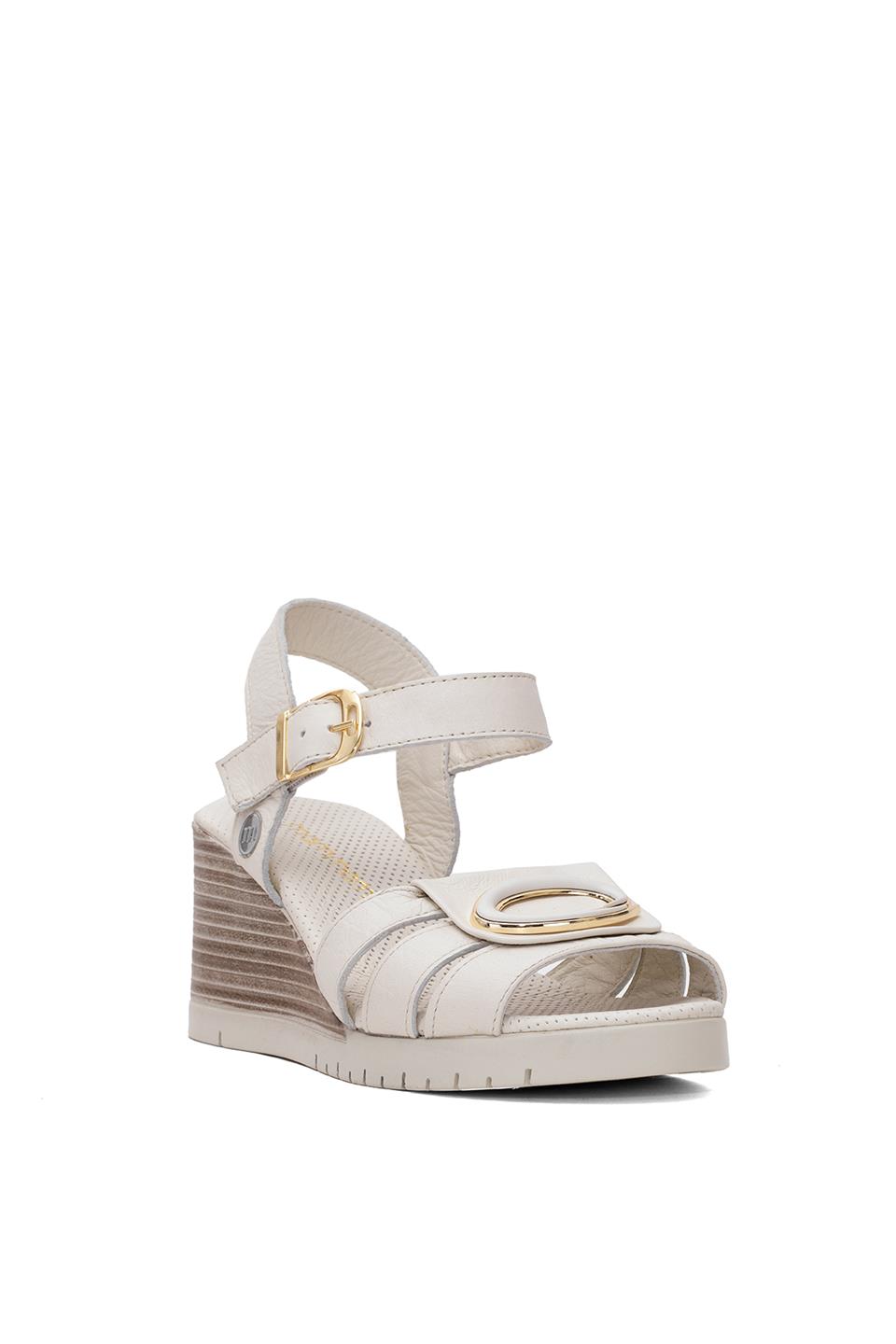 Mammamia D25YS-2775 Kadın Hakiki Deri Dolgu Topuk Sandalet Kemik