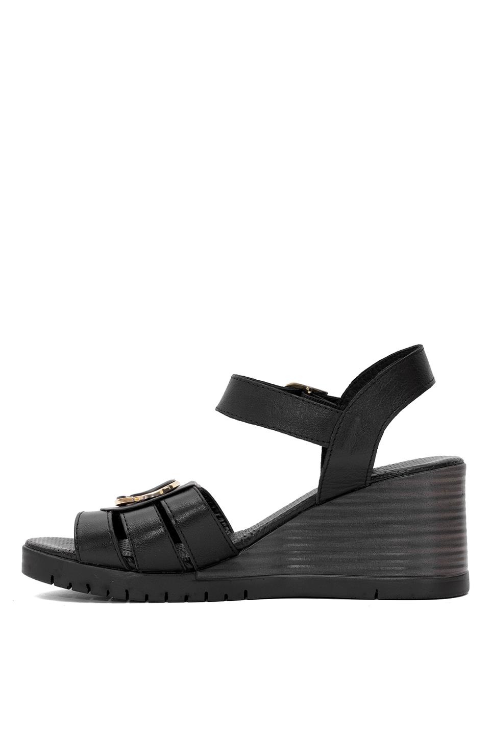 Mammamia D25YS-2775 Kadın Hakiki Deri Dolgu Topuk Sandalet Siyah