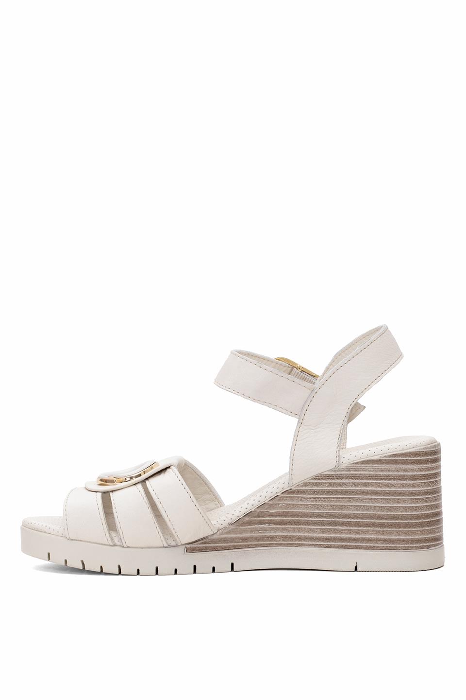 Mammamia D25YS-2775 Kadın Hakiki Deri Dolgu Topuk Sandalet Kemik