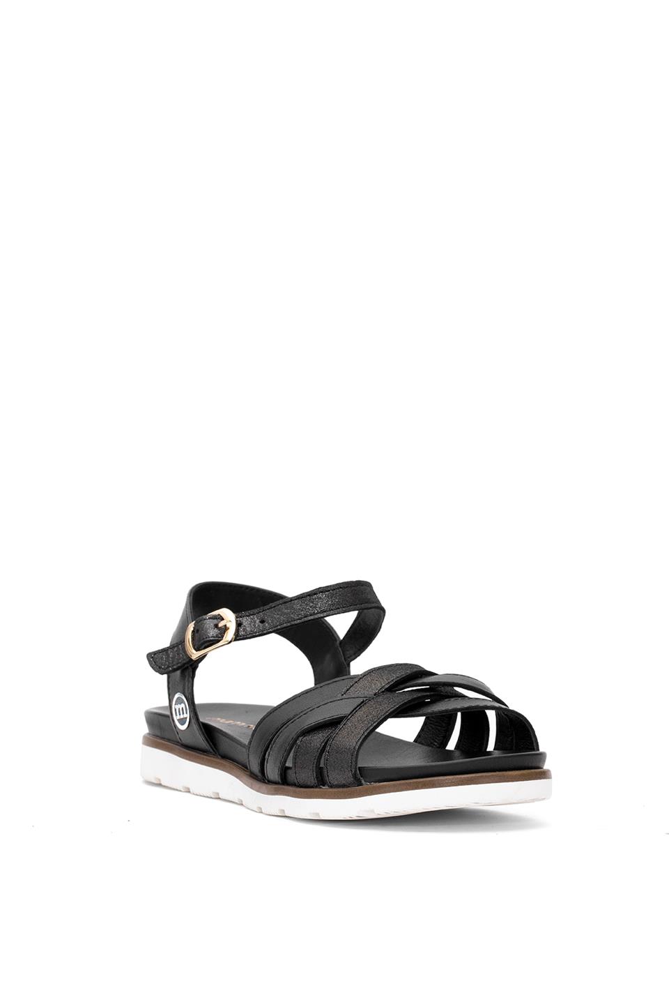 Mammamia D25YS-2910 Kadın Hakiki Deri Düz Sandalet Siyah