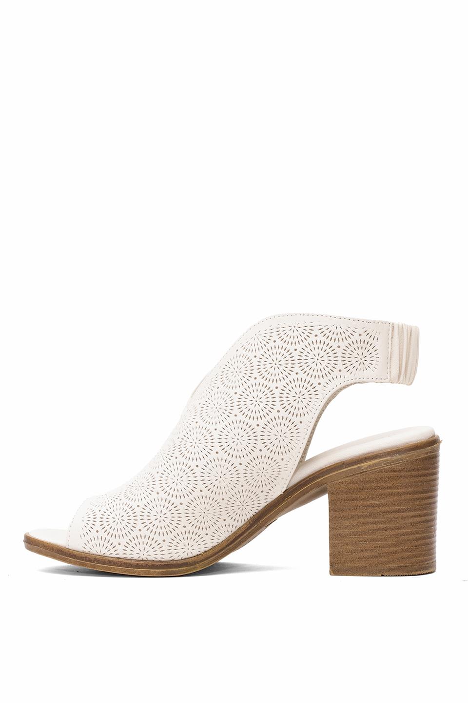 Mammamia D25YS-2915 Kadın Hakiki Deri Topuklu Sandalet Krem