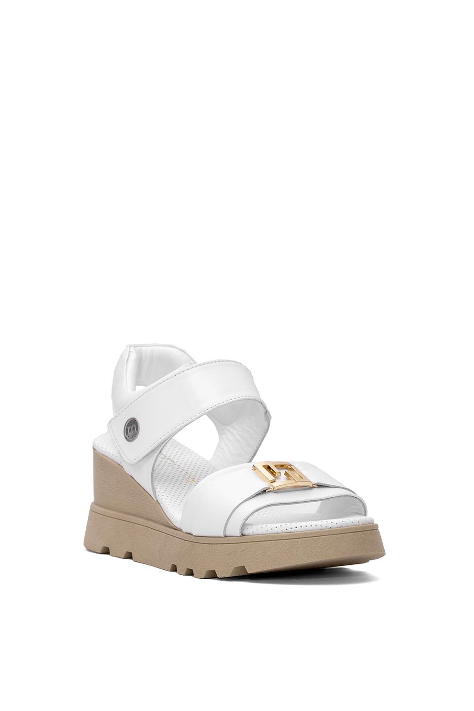 Mammamia D25YS-2995 Kadın Hakiki Deri Dolgu Topuk Sandalet Beyaz