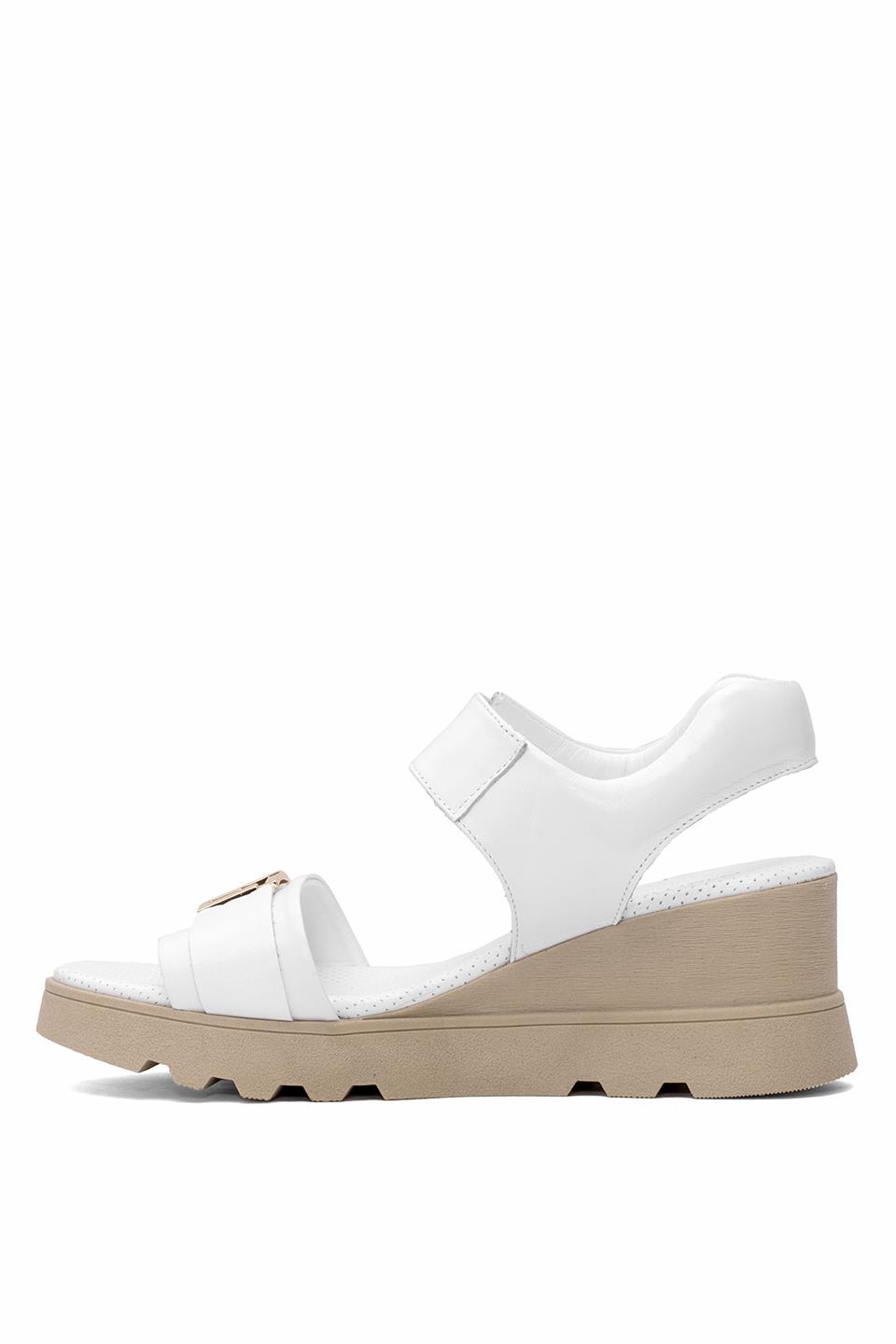 Mammamia D25YS-2995 Kadın Hakiki Deri Dolgu Topuk Sandalet Beyaz