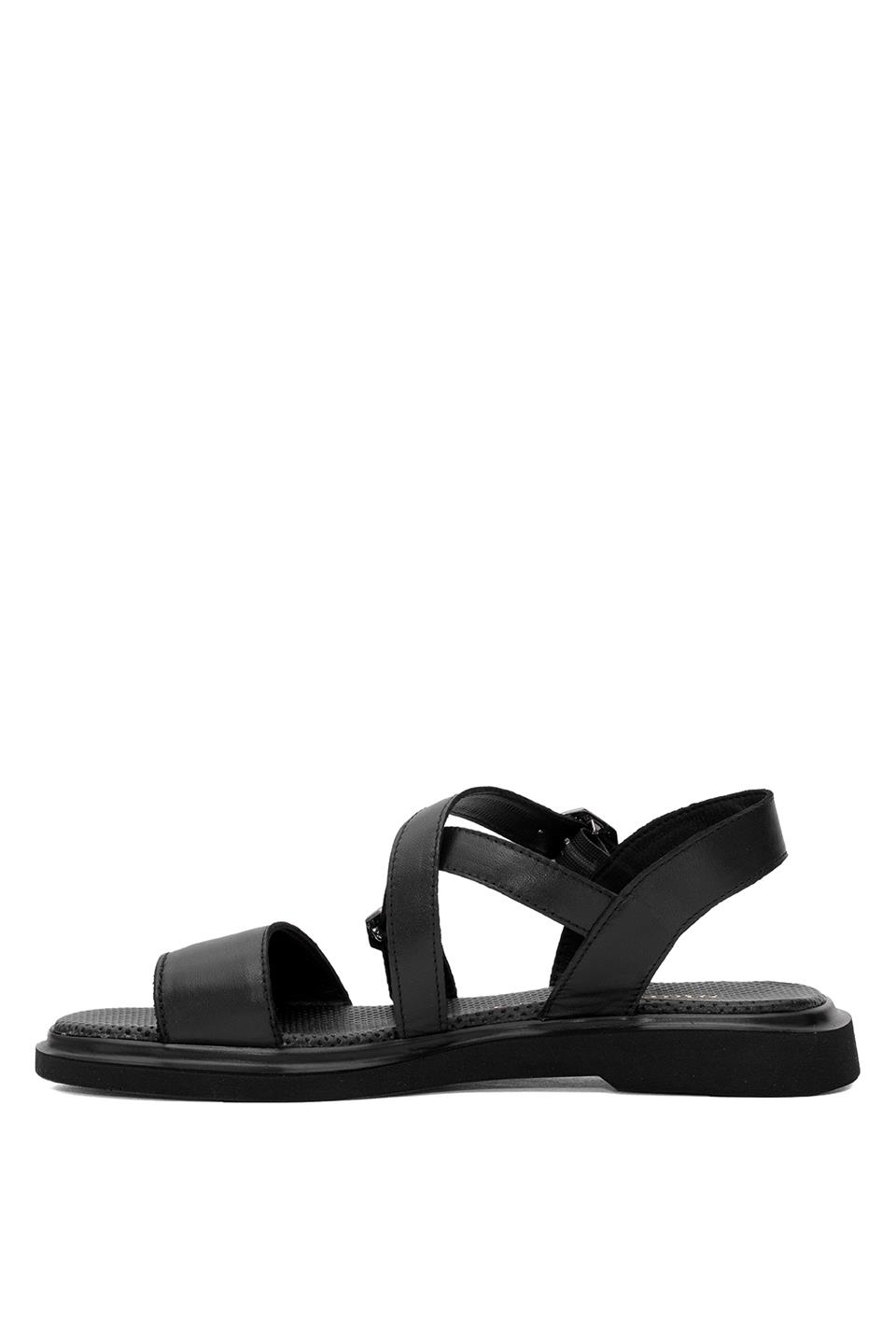 Mammamia D25YS-5010 Kadın Hakiki Deri Düz Sandalet Siyah