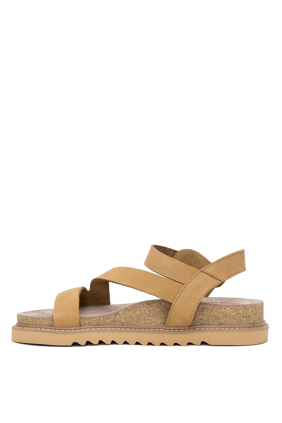 Mammamia D25YS-5240 Kadın Hakiki Deri Düz Sandalet Camel