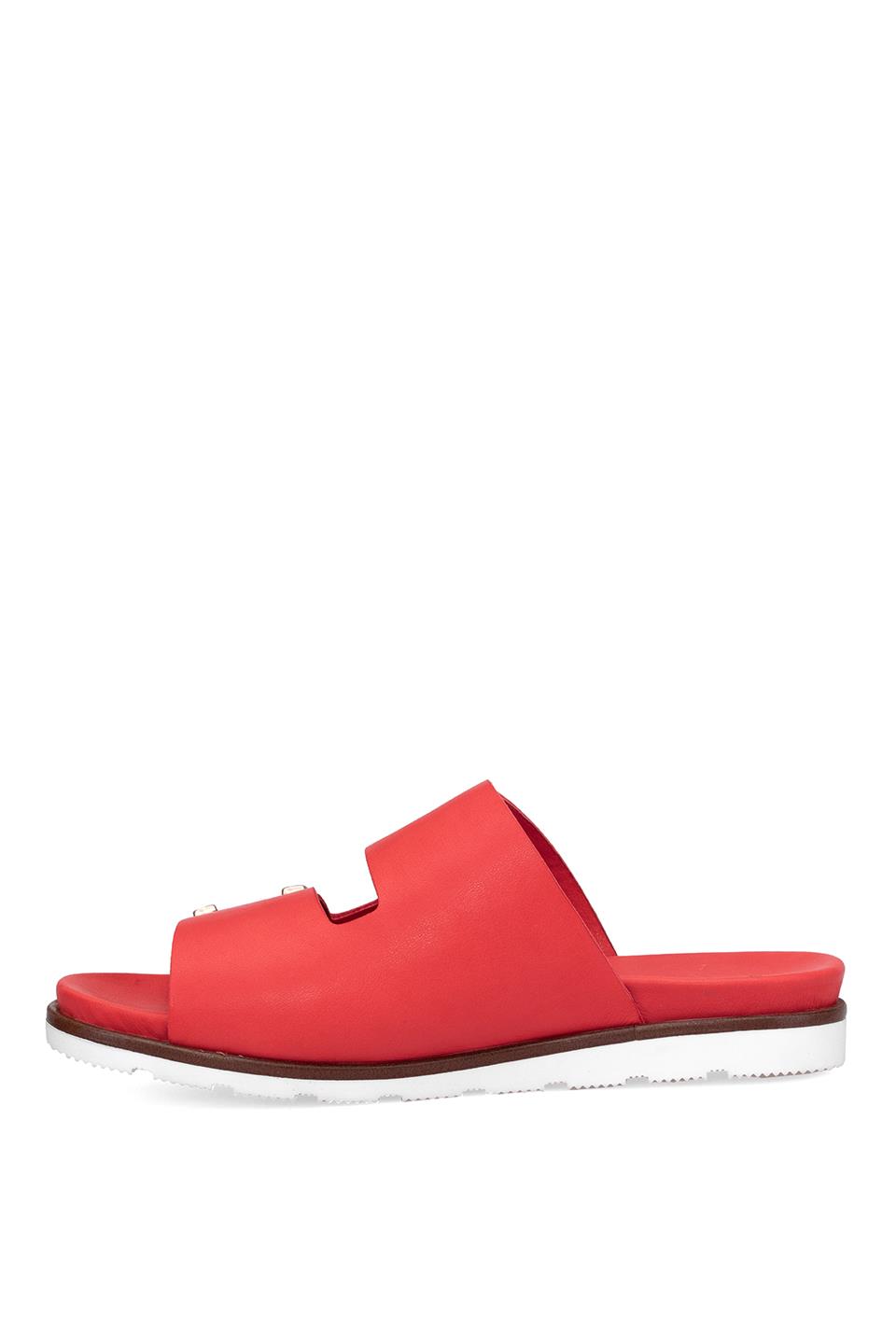 Mammamia D25YT-1235 Kadın Hakiki Deri Düz Terlik Kırmızı