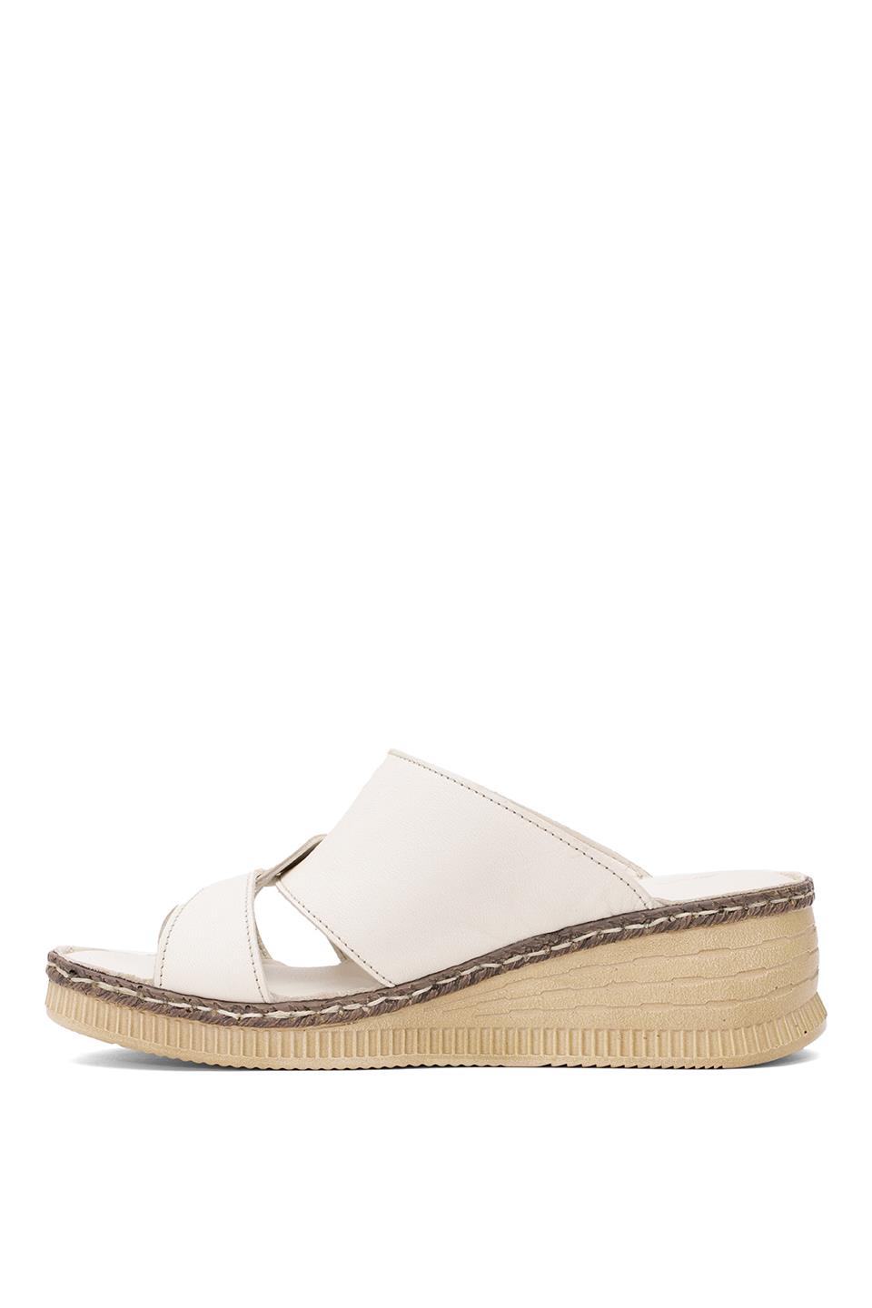 Mammamia D25YT-1265 Kadın Hakiki Deri Dolgu Topuk Terlik Kemik