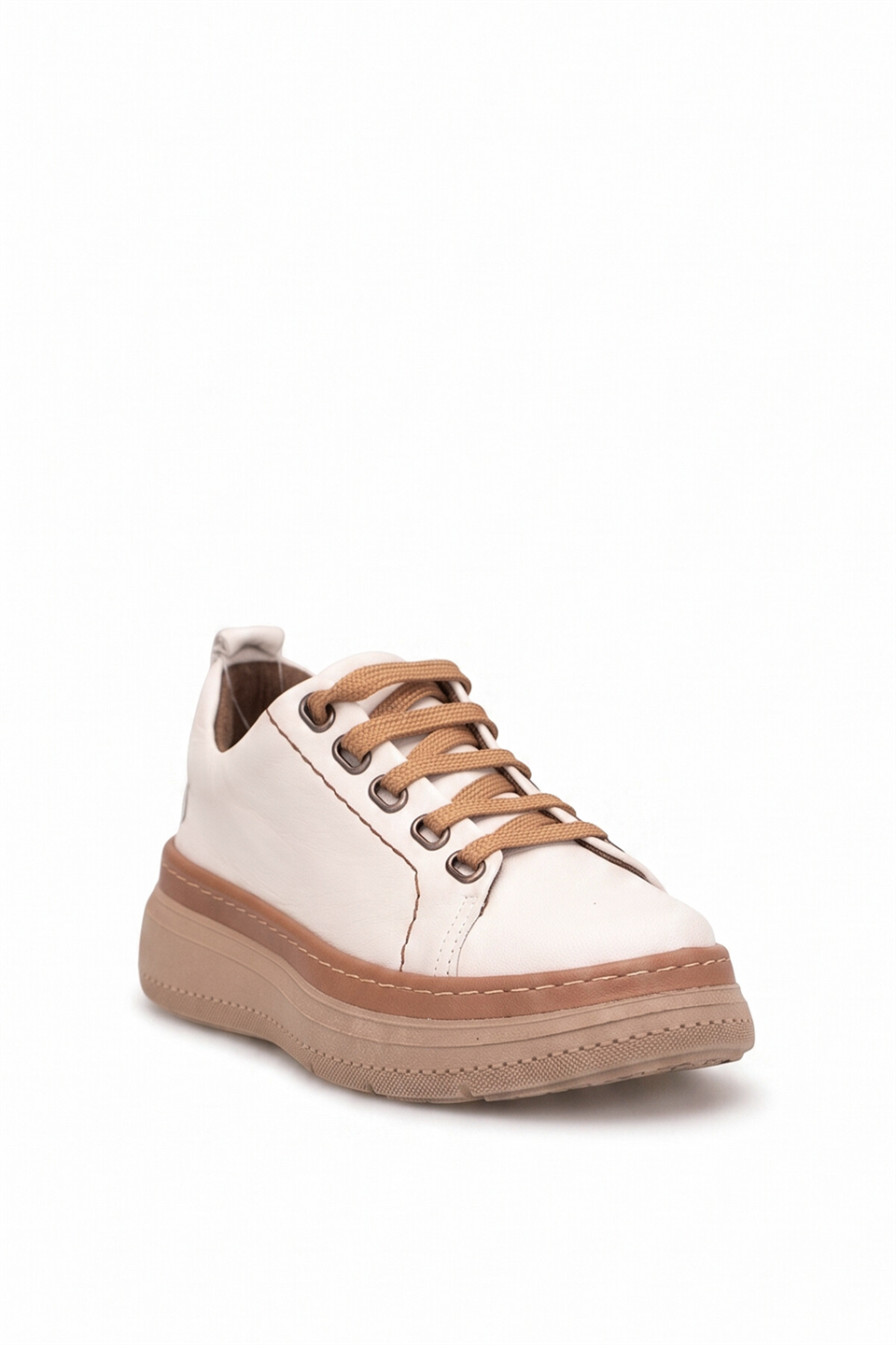Mammamia D26KA-605 Kadın Hakiki Deri Casual Ayakkabı Krem