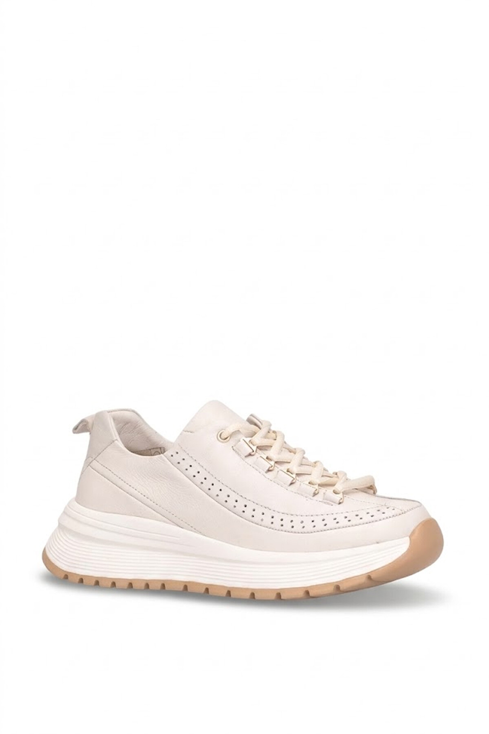 Mammamia D26YA-3905 Kadın Hakiki Deri Casual Ayakkabı Krem