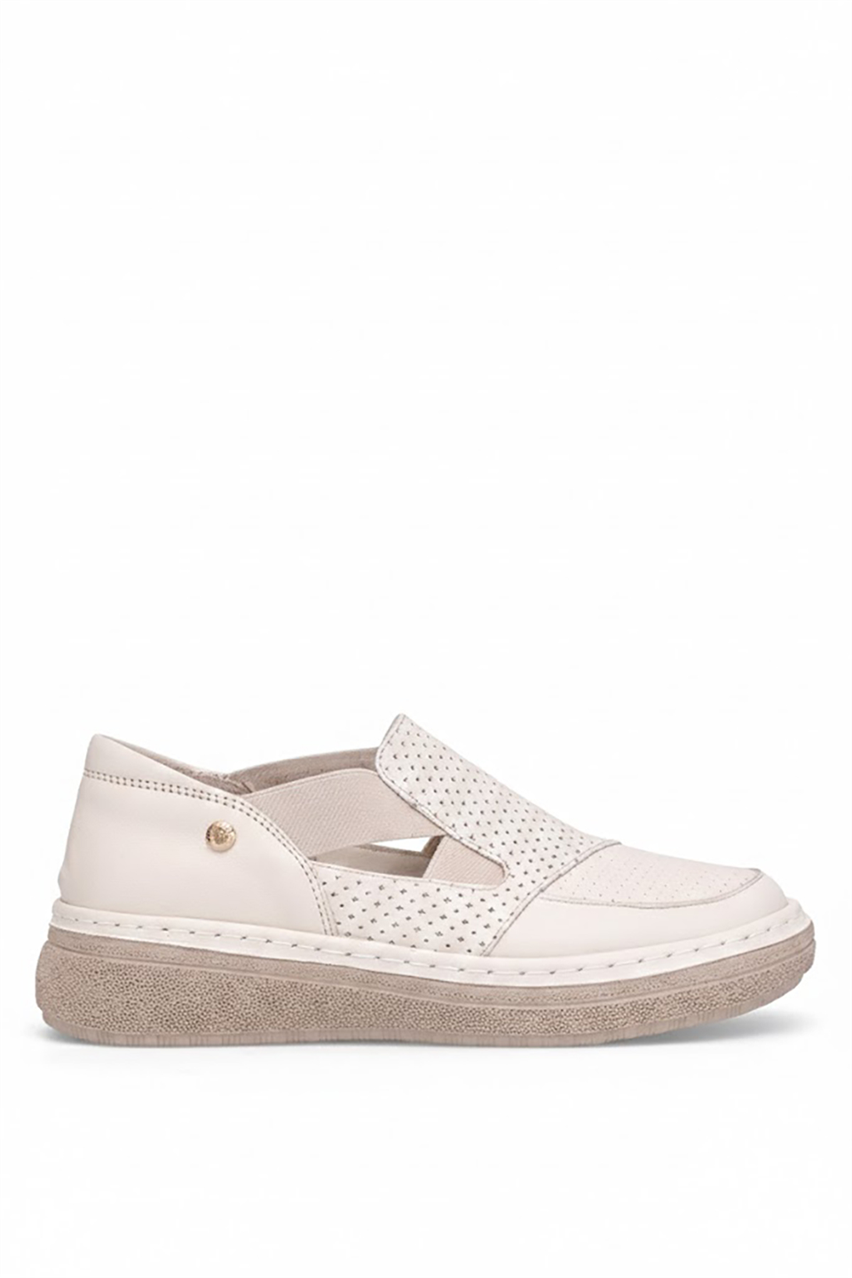 Mammamia D26YA-3945 Kadın Hakiki Deri Casual Ayakkabı Krem