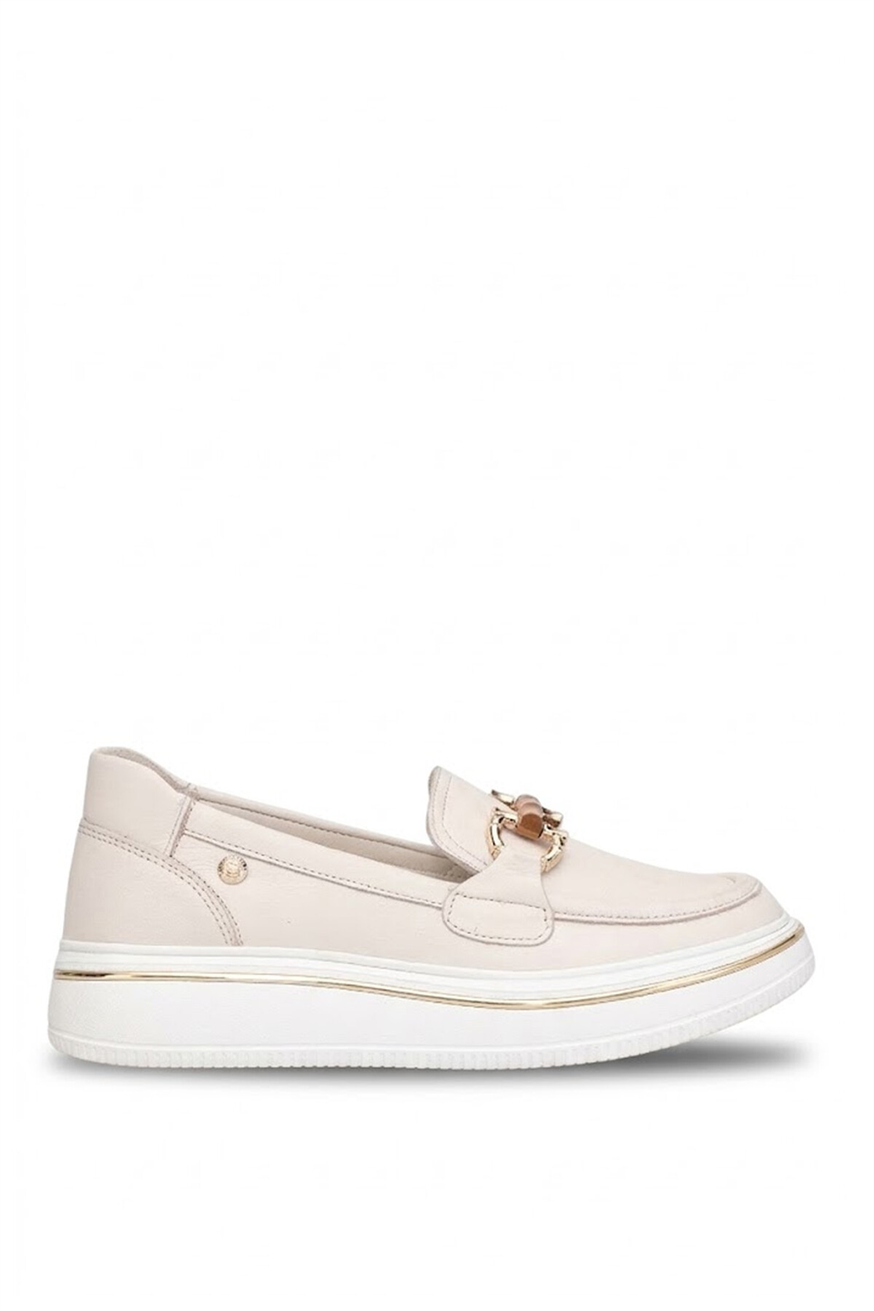 Mammamia D26YA-3960 Kadın Hakiki Deri Casual Ayakkabı Krem