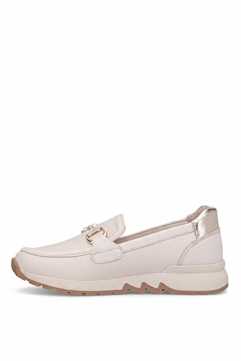 Mammamia D26YA-3975 Kadın Hakiki Deri Casual Ayakkabı Krem