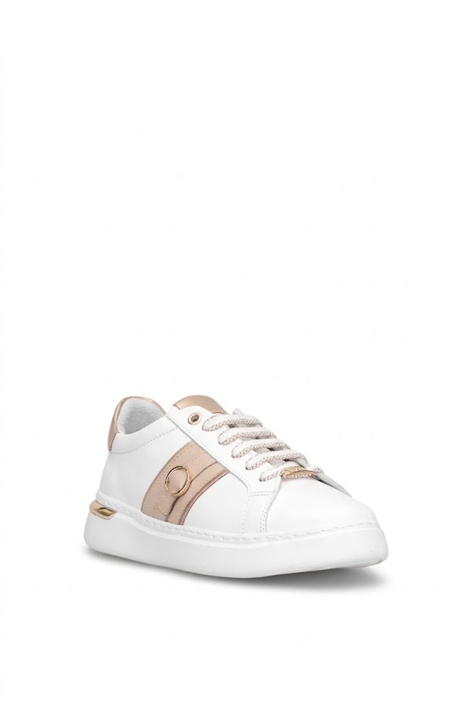 Mammamia D26YA-7075 Kadın Hakiki Deri Casual Ayakkabı Beyaz - Altın