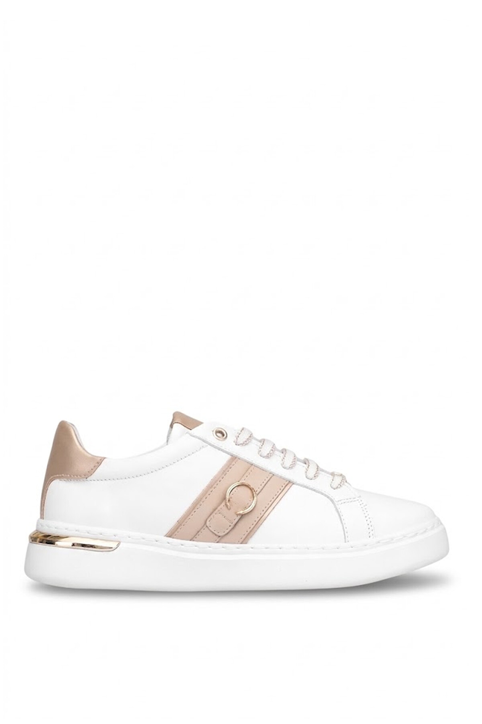 Mammamia D26YA-7075 Kadın Hakiki Deri Casual Ayakkabı Beyaz - Altın